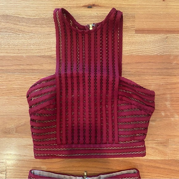 Self Portrait Matching Set in Burgundy Mesh - Picture 7 of 9